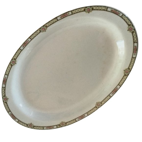 Antique Homer Laughlin Empress Rose Lattice Platter Large Serving Plate 15 inch - Picture 1 of 7